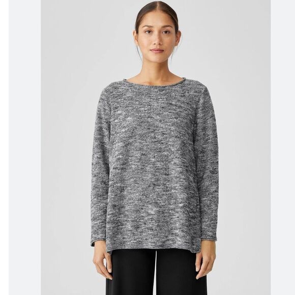 EILEEN FISHER PERUVIAN ORGANIC COTTON TWISTED SLUB KNIT SWEATER WOMENS SMALL - Picture 1 of 12
